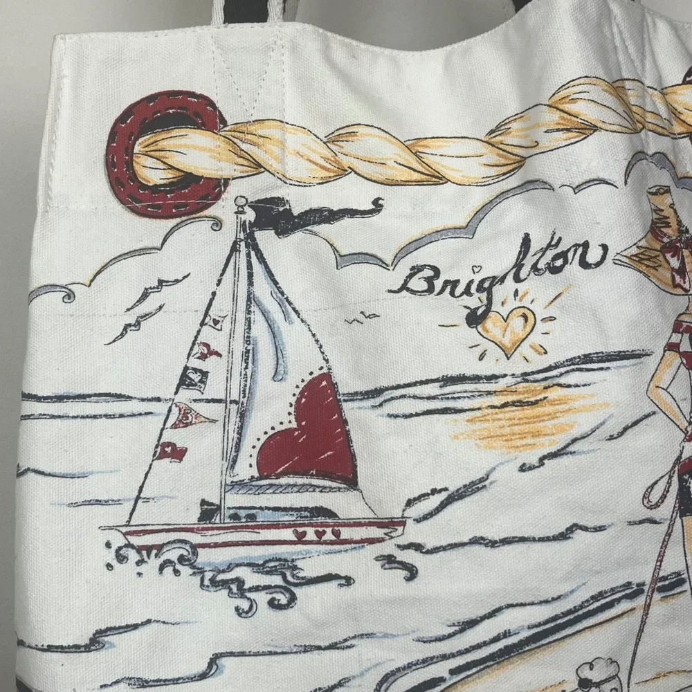 Brighton Beachy Keen Boardwalk Tote Canvas Nautical Sailboat Anchor Bag D29655